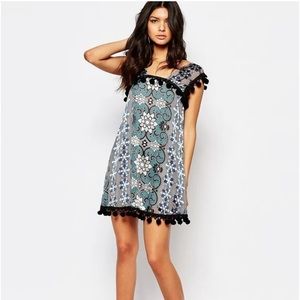 For Love and Lemons Juliet Pom Pom Silk Blend
Mini Dress